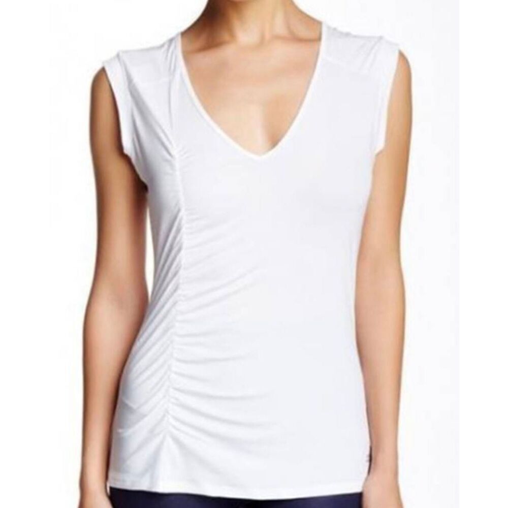 ALO YOGA V Neck Ruched Side Short Sleeve Size XS